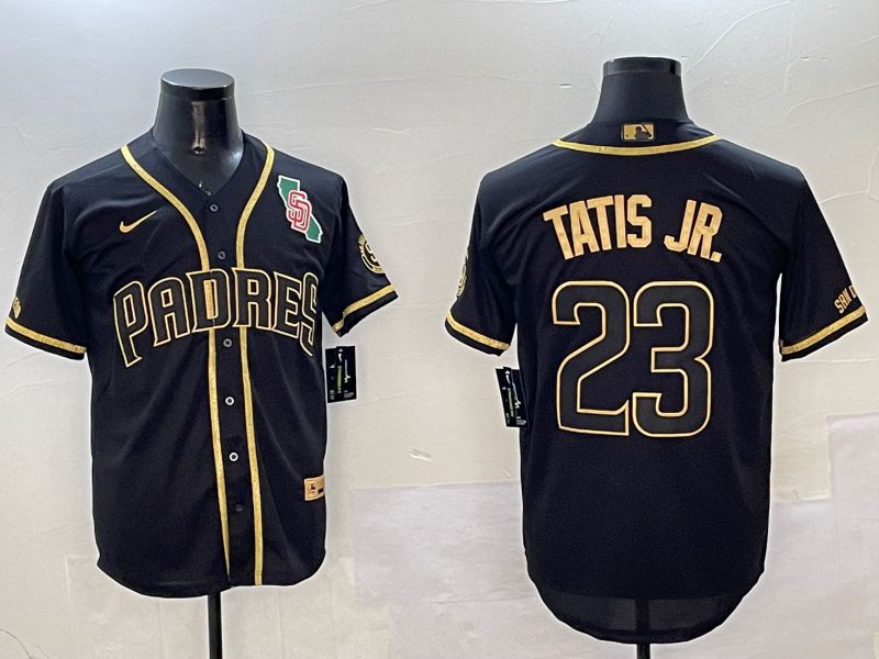 Men San Diego Padres #23 Tatis jr Black Gold Game 2025 Nike MLB Jersey style 11